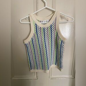 100% cotton gap kids Knit Tank Top with Blue, Green, and Lavender Stripes